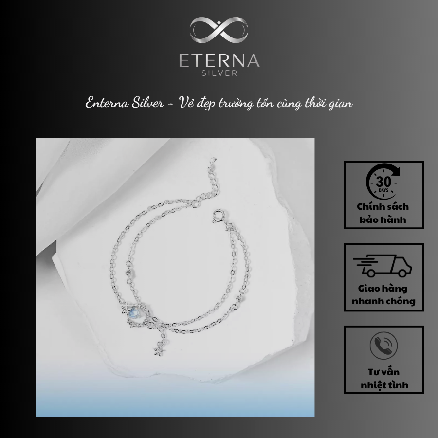Lắc tay bạc Eterna Silver – Ánh trăng trong giọt sương