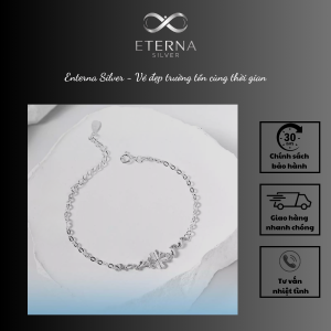 Lắc tay bạc nữ Eterna Silver hoa bốn lá may mắn