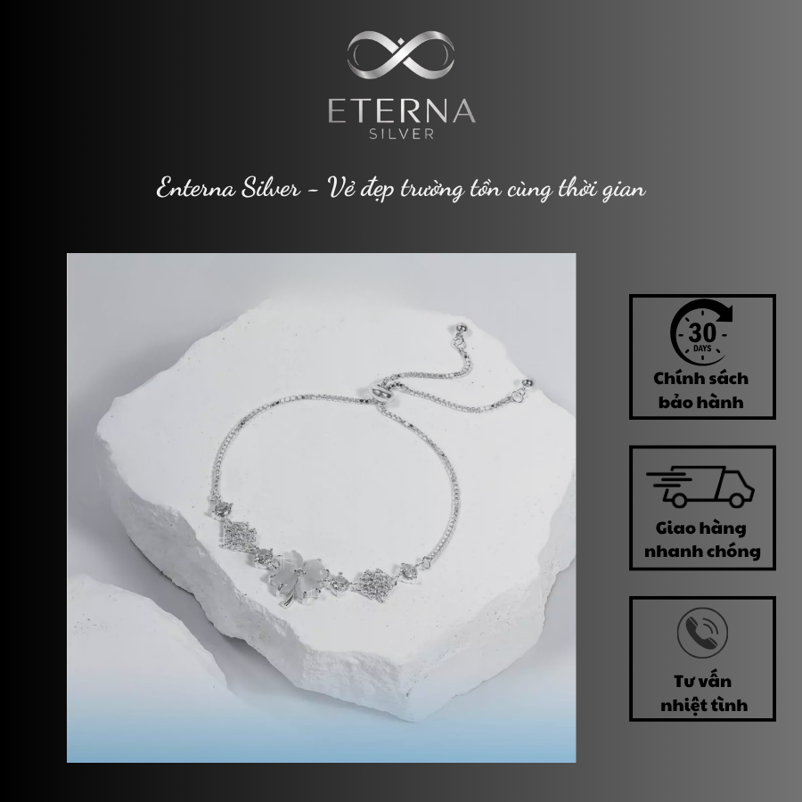 Lắc tay bạc Eterna Silver – Hoa bốn cánh may mắn - Ảnh 5