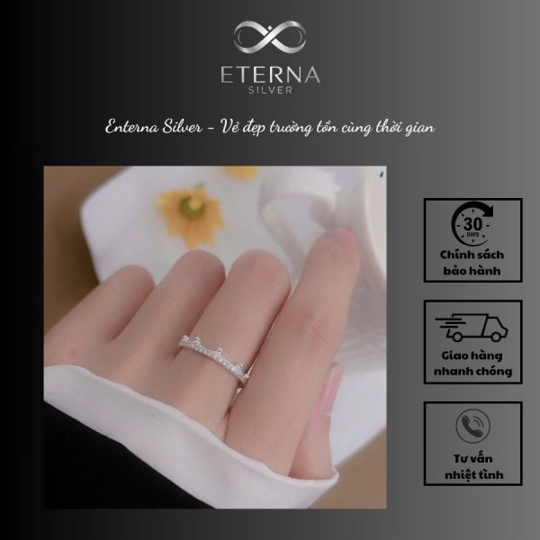 Nhẫn Bạc Nữ Hình Vương Miện Nạm Đá Cao Cấp– Laura Jewelry Sang Trọng, Cá Tính