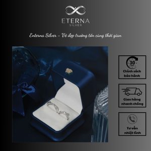 Nhẫn Đôi Bạc ETERNA Gắn Đá Cao Cấp