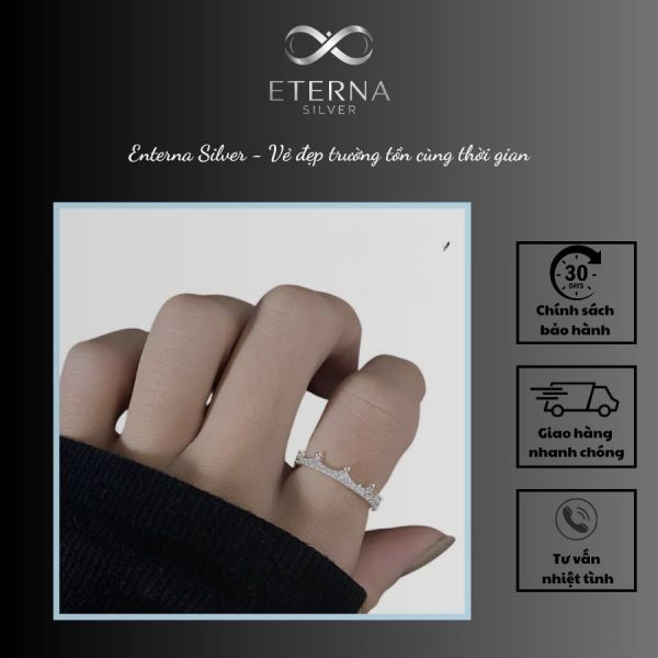 Nhẫn Bạc Nữ Hình Vương Miện Nạm Đá Cao Cấp– Laura Jewelry Sang Trọng, Cá Tính - Ảnh 5