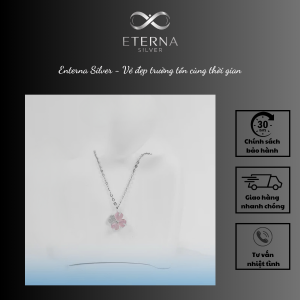 Dây chuyền bạc Eterna Silver cỏ 4 lá tim đá